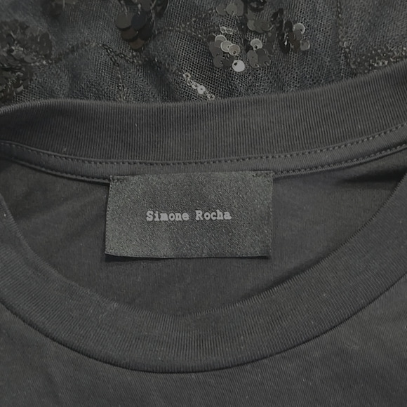 Simone Rocha Black Fit & Flare Tulle Sequin Party T-Shirt Dress PLUS SIZE (UK10) - Picture 7 of 8